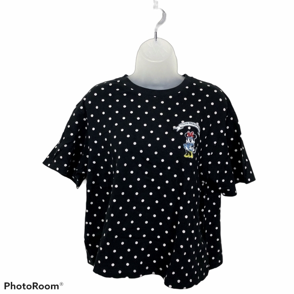 UNIQLO Disney T Shirt Minnie Mouse Black White Polka Dots Boxy Medium - Picture 2 of 8